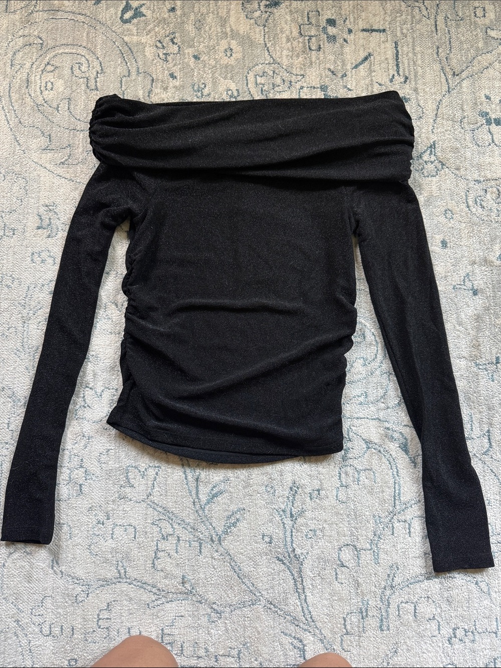 Mango Black Off-Shoulder Long Sleeve Tunic Top